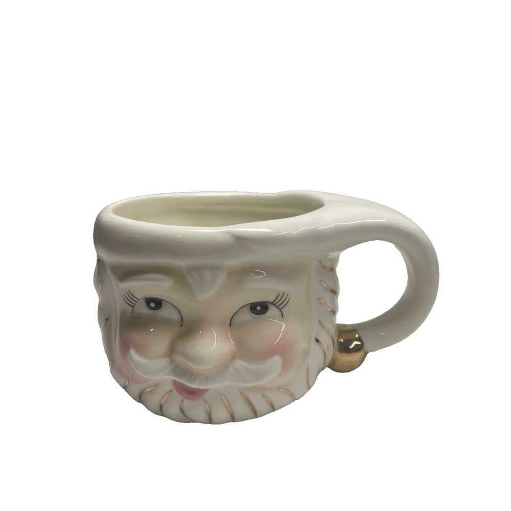 Glitterville Christmas Santa Ceramic Mug Gold Gilt Embellished